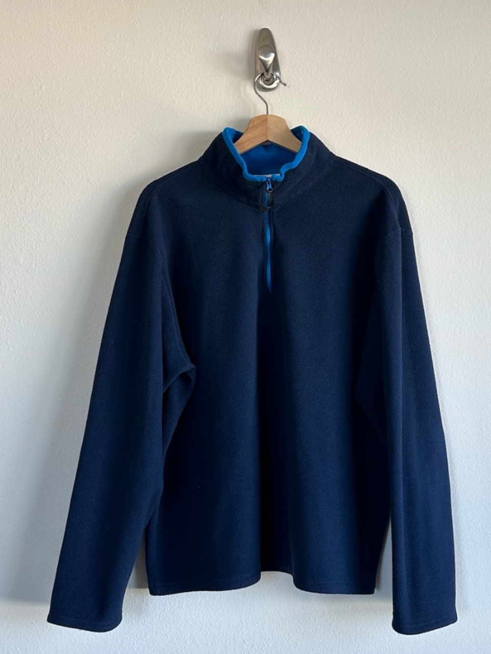 Fila Mens Navy and Blue 1/4 Zip Up Fleece Jacket Size X-Large
